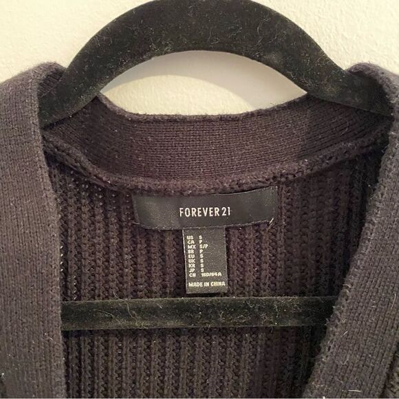 FOREVER 21 Lace Up Front Knit Sweater in Black • sz Small S - Picture 3 of 4